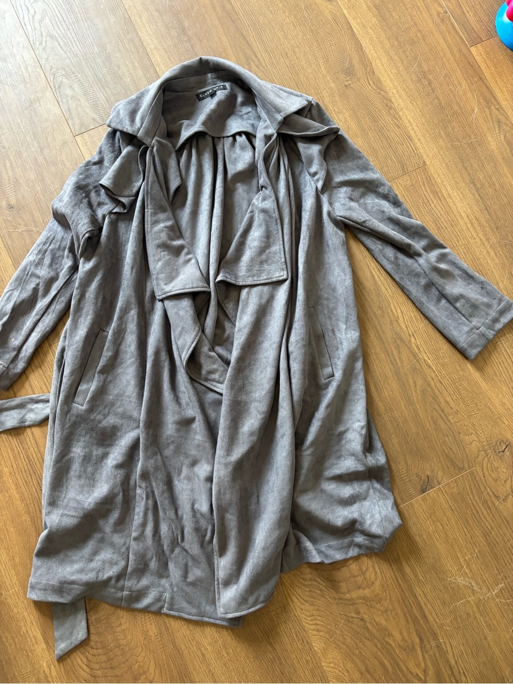 Waterfall Drape Trench Coat - Grey